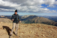 Terry Just Below Elbert's Summit - w Mt Massive Behind