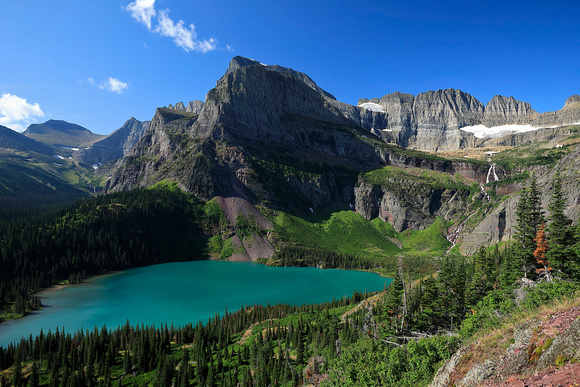 Lower Grinnell Lake and Grinnell Creek/Falls (Right)