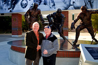 Hall-of-Famer Gilbert Perreault Congratulated by Martin McGrath at Alumni Plaza a day after Statue Unveiled.